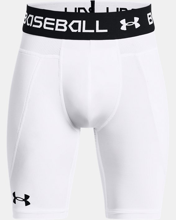 Boys' UA Utility Pro Slider w/Cup Shorts in White image number 0